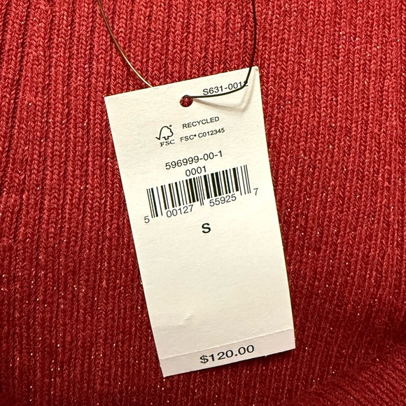 Banana Republic Factory Lurex Midi Sweater Skirt Red, Size Small - Picture 4 of 4